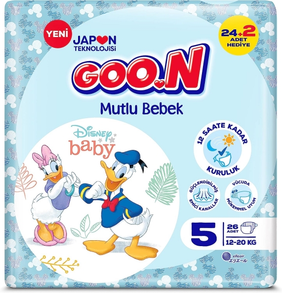 Goon Mutlu Bebek 5 Beden 26 Adet Bebek Bezi
