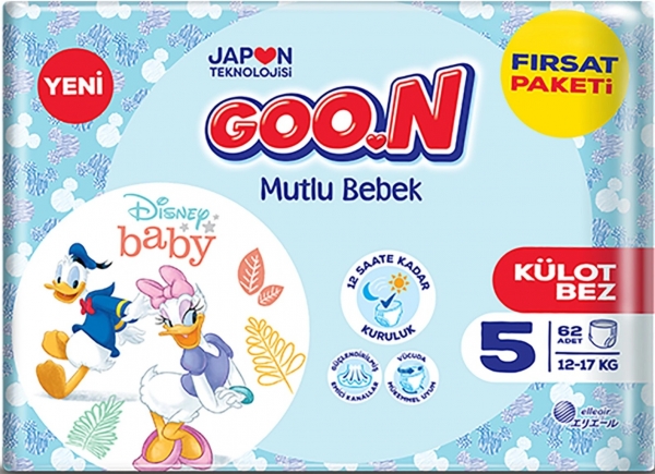 Goon Mutlu Bebek Külot Bez 5 Beden 62 Adet Bebek Bezi