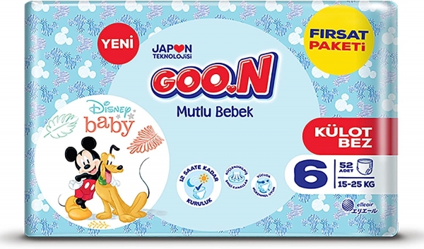 Goon Mutlu Bebek Külot Bez 6 Beden 52 Adet Bebek Bezi