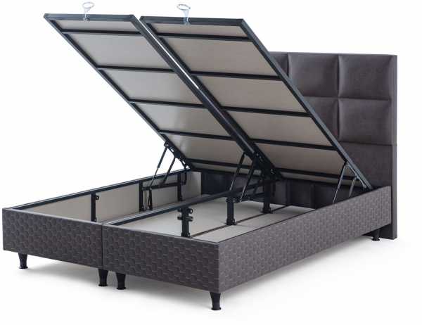 İndivani Visco Grey 200x200 Baza+Başlık+Yatak Seti