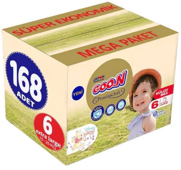 Goon Premium Soft Külot Bez 6 Beden 168 Adet Bebek Bezi