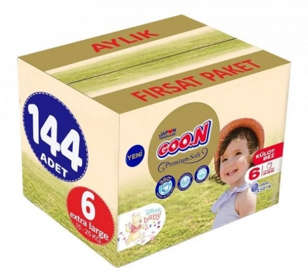 Goon Premium Soft Külot Bez 6 Beden 144 Adet Bebek Bezi