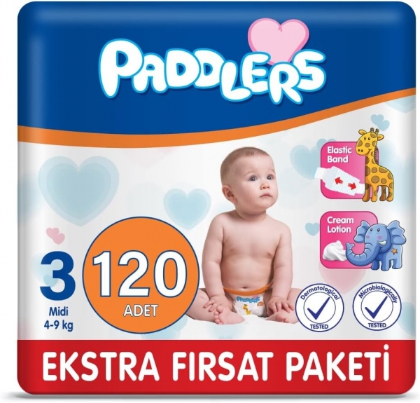 Paddlers 3 Beden 120 Adet Bebek Bezi