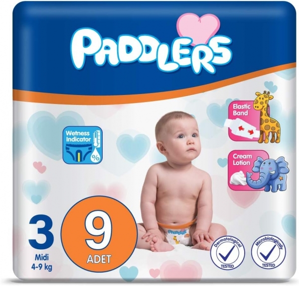 Paddlers 3 Beden 9 Adet Bebek Bezi