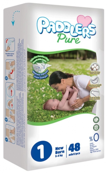 Paddlers Pure 1 Beden 48 Adet Bebek Bezi