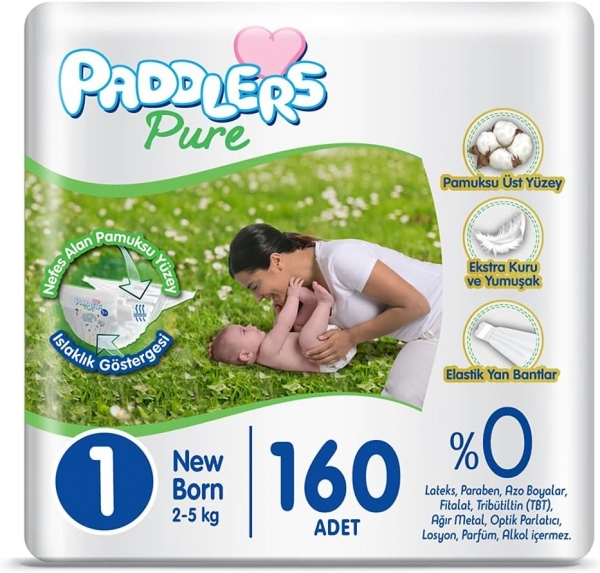 Paddlers Pure 1 Beden 160 Adet Bebek Bezi