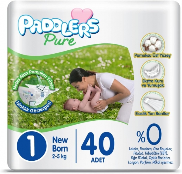 Paddlers Pure 1 Beden 40 Adet Bebek Bezi