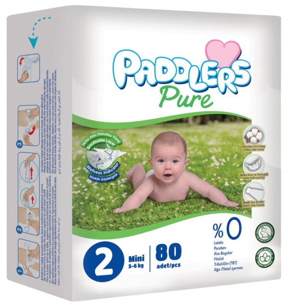 Paddlers Pure 2 Beden 80 Adet Bebek Bezi