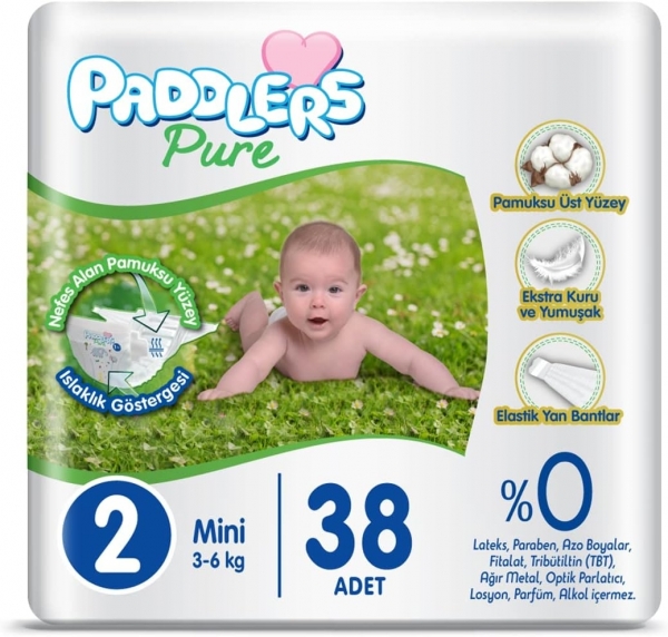 Paddlers Pure 2 Beden 38 Adet Bebek Bezi
