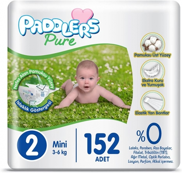 Paddlers Pure 2 Beden 152 Adet Bebek Bezi