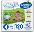 Paddlers Pure 4 Beden 120 Adet Bebek Bezi