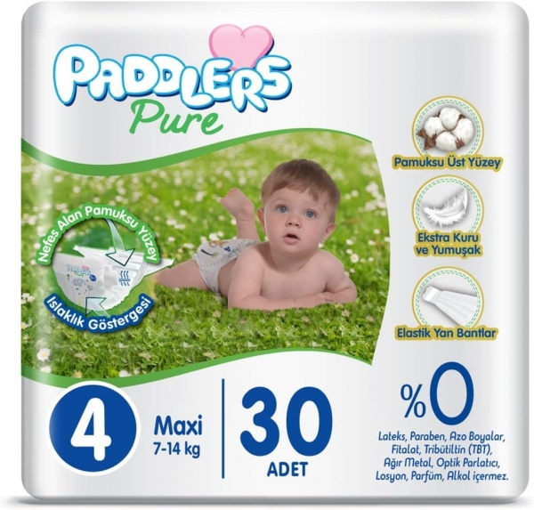 Paddlers Pure 4 Beden 30 Adet Bebek Bezi
