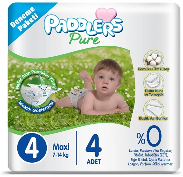 Paddlers Pure 4 Beden 4 Adet Bebek Bezi