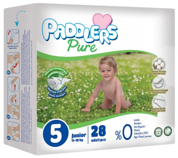 Paddlers Pure 5 Beden 28 Adet Bebek Bezi