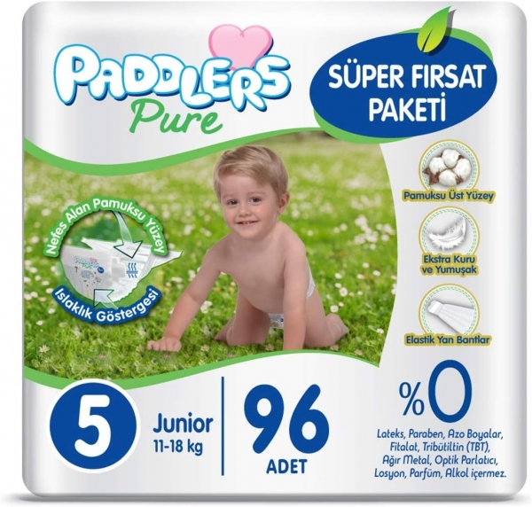 Paddlers Pure 5 Beden 96 Adet Bebek Bezi