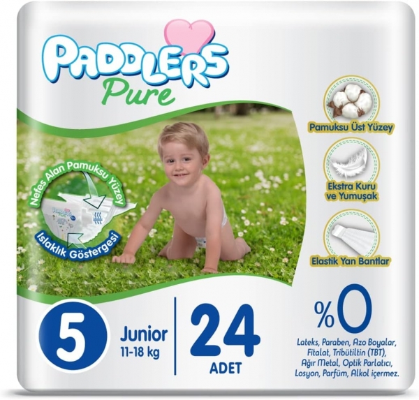 Paddlers Pure 5 Beden 24 Adet Bebek Bezi