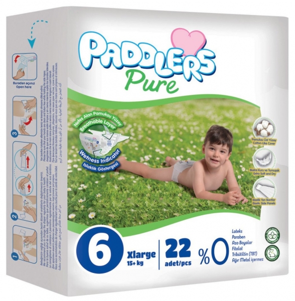 Paddlers Pure 6 Beden 22 Adet Bebek Bezi