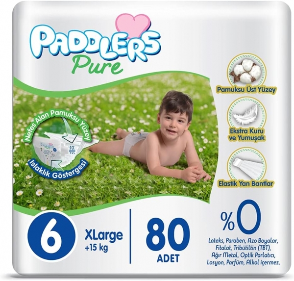 Paddlers Pure 6 Beden 80 Adet Bebek Bezi