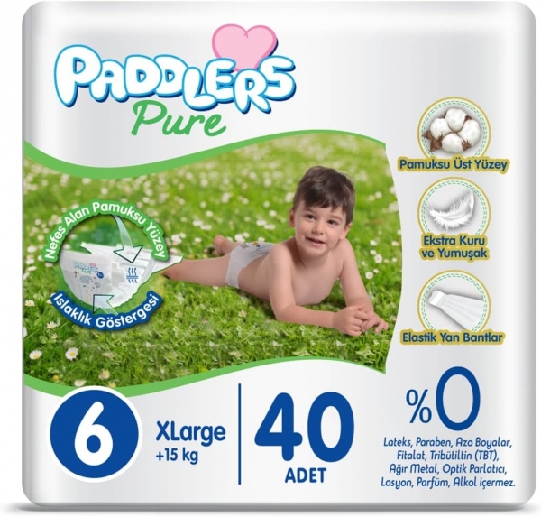 Paddlers Pure 6 Beden 40 Adet Bebek Bezi