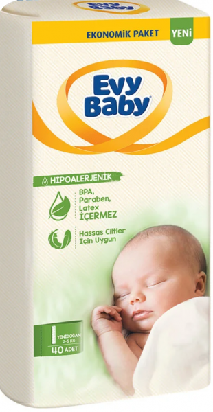Evy Baby 1 Beden 40 Adet Bebek Bezi