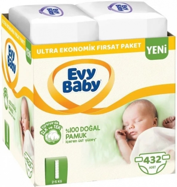 Evy Baby 1 Beden 432 Adet Bebek Bezi