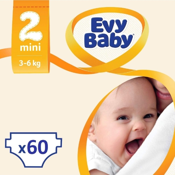 Evy Baby 2 Beden 60 Adet Bebek Bezi