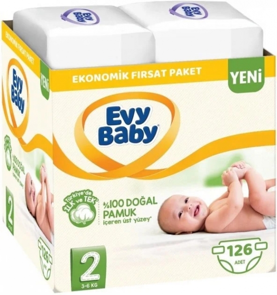 Evy Baby 2 Beden 126 Adet Bebek Bezi