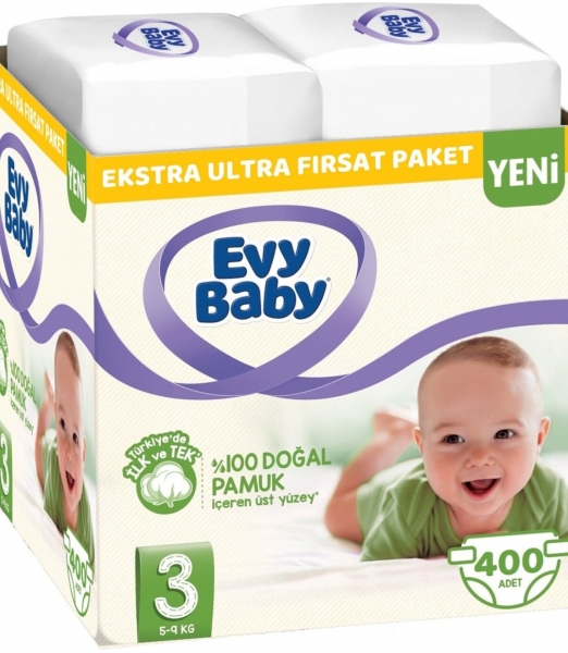 Evy Baby 3 Beden 400 Adet Bebek Bezi
