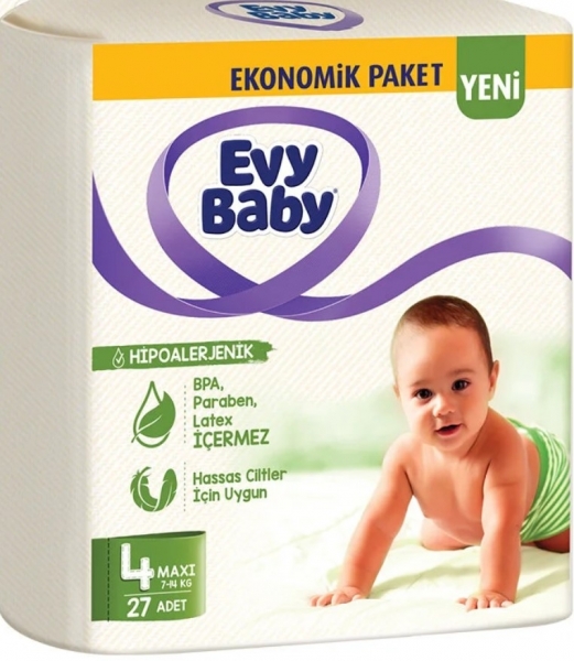Evy Baby 4 Beden 27 Adet Bebek Bezi