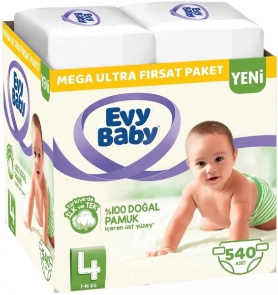 Evy Baby 4 Beden 540 Adet Bebek Bezi