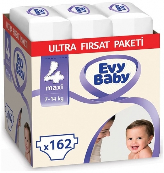 Evy Baby 4 Beden 162 Adet Bebek Bezi