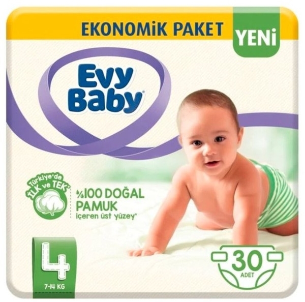 Evy Baby 4 Beden 30 Adet Bebek Bezi