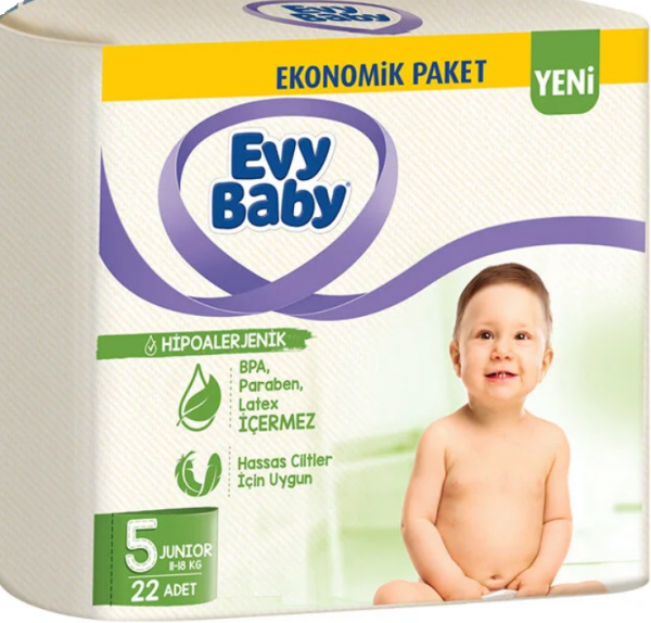 Evy Baby 5 Beden 22 Adet Bebek Bezi