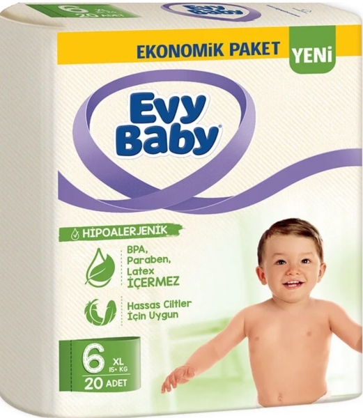 Evy Baby 6 Beden 20 Adet Bebek Bezi