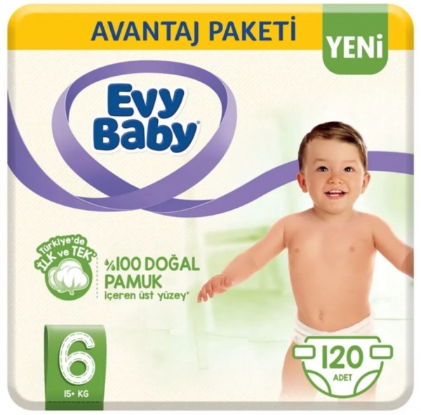 Evy Baby 6 Beden 120 Adet Bebek Bezi