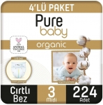 Pure Baby Organik Pamuklu 3 Beden 224 Adet resim