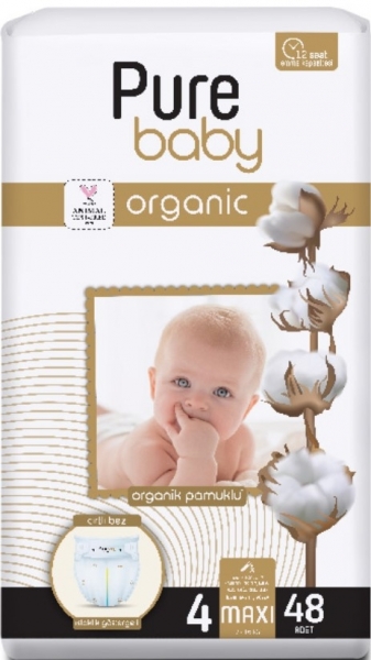 Pure Baby Organik Pamuklu 4 Beden 48 Adet Bebek Bezi