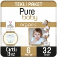 Pure Baby Organik Pamuklu 6 Beden 32 Adet Bebek Bezi