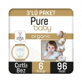 Pure Baby Organik Pamuklu 6 Beden 96 Adet Bebek Bezi