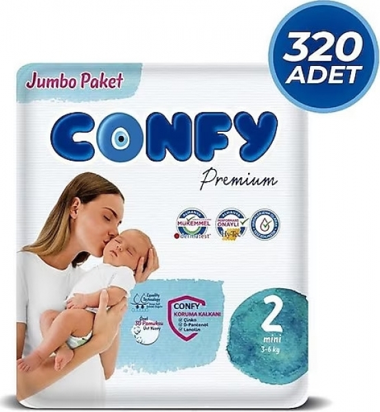 Confy Premium 2 Beden 320 Adet Bebek Bezi