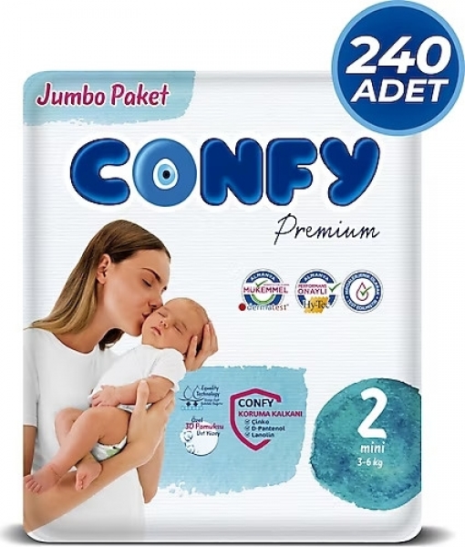 Confy Premium 2 Beden 240 Adet Bebek Bezi