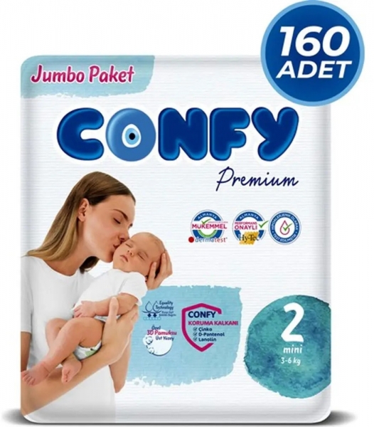 Confy Premium 2 Beden 160 Adet Bebek Bezi