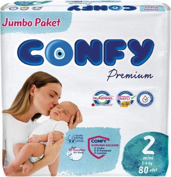 Confy Premium 2 Beden 80 Adet Bebek Bezi