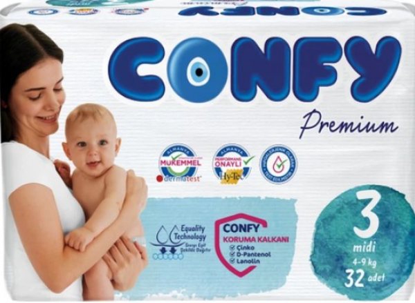 Confy Premium 3 Beden 32 Adet Bebek Bezi