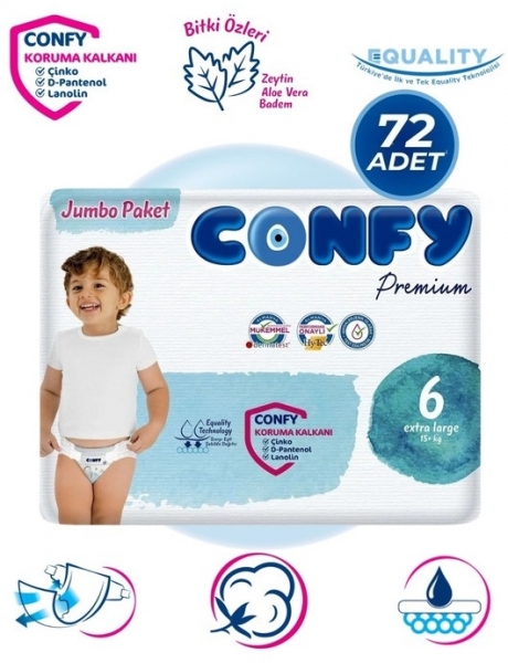 Confy Premium 6 Beden 72 Adet Bebek Bezi
