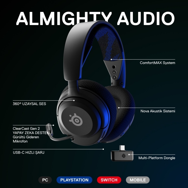 SteelSeries Arctis Nova 4P Kablosuz Kulaklık
