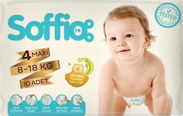 Soffio 4 Beden 30 Adet Bebek Bezi