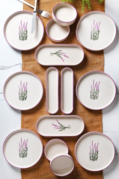 Queen’s Kitchen Handmade Lüx Lavanta 14 Parça Kahvaltı Takımı