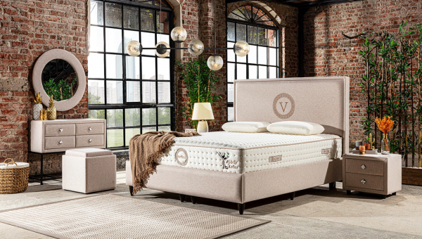 Evline Bamboo 180x200 Baza+Başlık+Yatak Seti