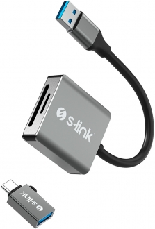 S-link SL-CR21 Type-C ve USB 3.0 SD MicroSD Dönüştürücü